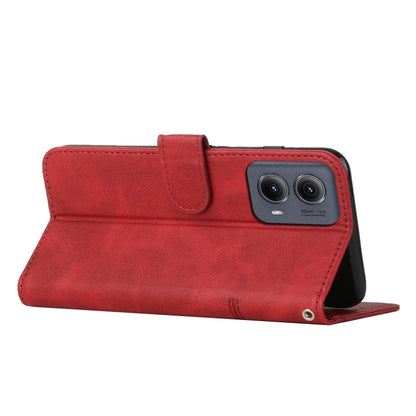 For Motorola Edge 2024 Stitching Calf Texture Buckle Leather Phone Case(Red) - Motorola Cases by buy2fix | Online Shopping UK | buy2fix