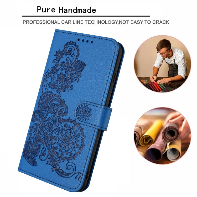 For Motorola Moto E13 Datura Flower Embossed Flip Leather Phone Case(Blue) - Motorola Cases by buy2fix | Online Shopping UK | buy2fix