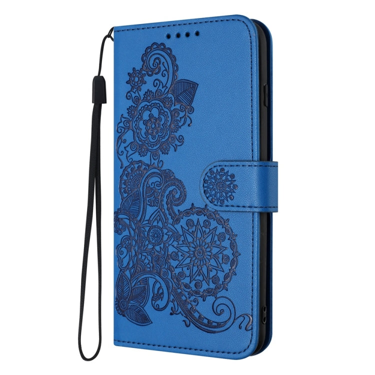 For Motorola Edge 5G 2024 Datura Flower Embossed Flip Leather Phone Case(Blue) - Motorola Cases by buy2fix | Online Shopping UK | buy2fix