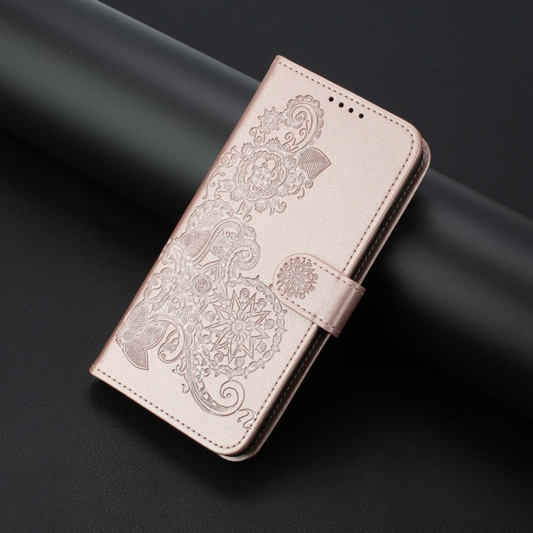 For Motorola Moto G Power 5G 2024 Datura Flower Embossed Flip Leather Phone Case(Rose Gold) - Motorola Cases by buy2fix | Online Shopping UK | buy2fix