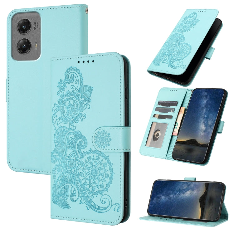 For Motorola Moto G Stylus 5G 2024 Datura Flower Embossed Flip Leather Phone Case(Light Blue) - Motorola Cases by buy2fix | Online Shopping UK | buy2fix