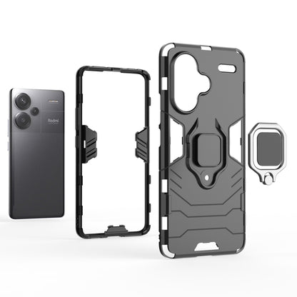 For Xiaomi Redmi Note 13 Pro+ Shockproof PC + TPU Holder Phone Case(Black) - Xiaomi Cases by buy2fix | Online Shopping UK | buy2fix