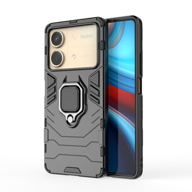 For Xiaomi Redmi Note 13R Pro 5G Shockproof PC + TPU Holder Phone Case(Black) - Xiaomi Cases by buy2fix | Online Shopping UK | buy2fix