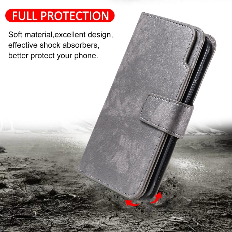 For iPhone 16 Pro Tri-Fold 9-Card Wallets Leather Phone Case(Grey) - iPhone 16 Pro Cases by buy2fix | Online Shopping UK | buy2fix