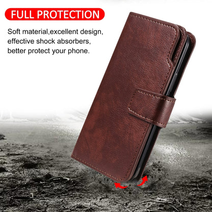 For iPhone 16 Tri-Fold 9-Card Wallets Leather Phone Case(Brown) - iPhone 16 Cases by buy2fix | Online Shopping UK | buy2fix