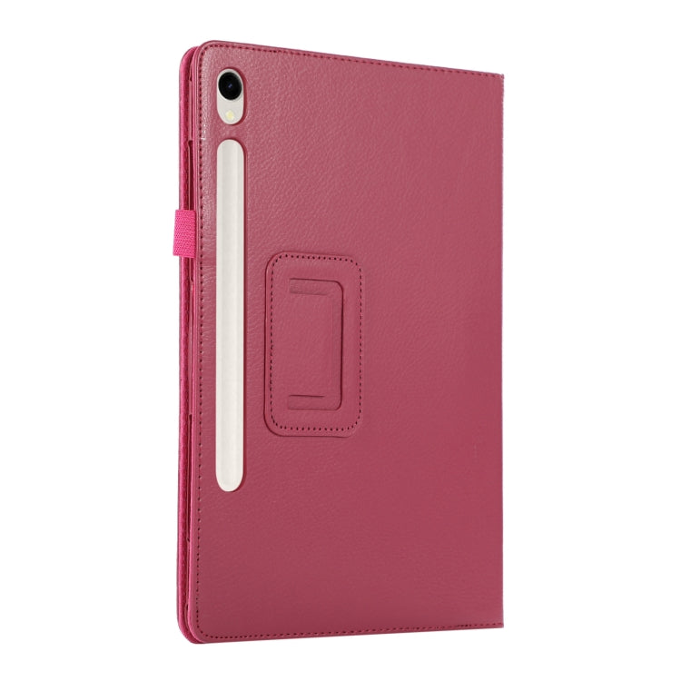 For Samsung Galaxy Tab S9 Ultra Litchi Texture Leather Tablet Case with Holder(Rose Red) - Other Galaxy Tab PC by buy2fix | Online Shopping UK | buy2fix