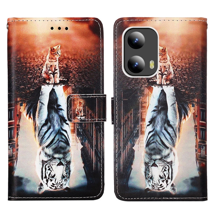 For Motorola Moto G Play 5G 2024 Colored Drawing Pattern Plain Weave Leather Phone Case(Cats And Tigers) - Motorola Cases by buy2fix | Online Shopping UK | buy2fix