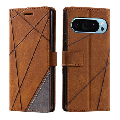 For Google Pixel 9 Pro Skin Feel Splicing Leather Phone Case(Brown) - Google Cases by buy2fix | Online Shopping UK | buy2fix