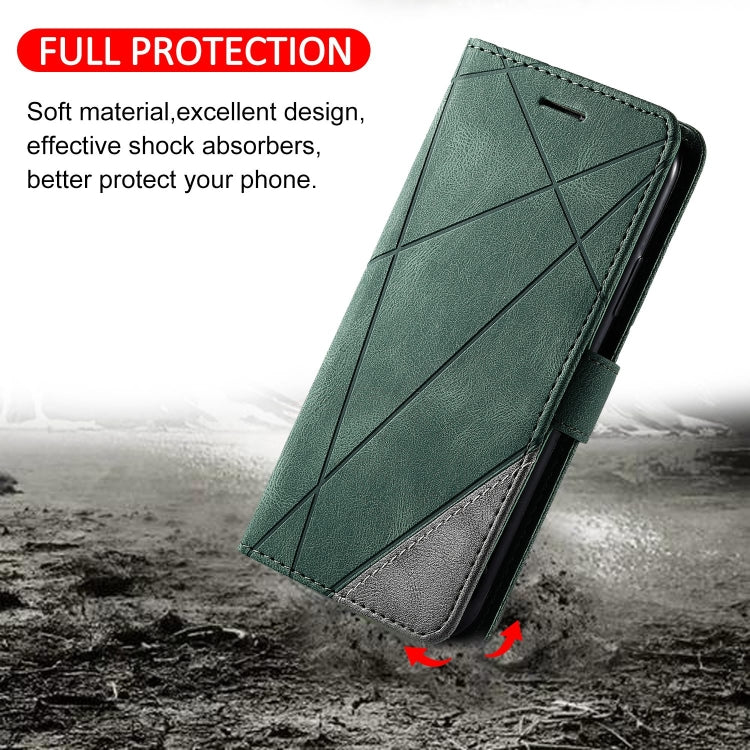 For Google Pixel 9 Pro Skin Feel Splicing Leather Phone Case(Green) - Google Cases by buy2fix | Online Shopping UK | buy2fix