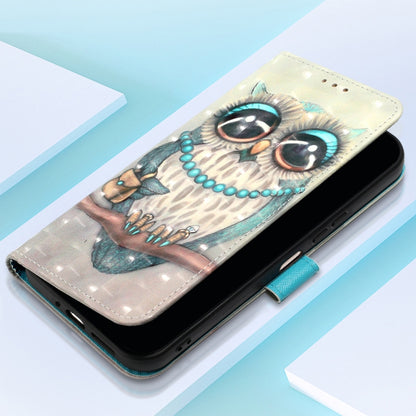 For Motorola Moto G Play 4G 2024 3D Painting Horizontal Flip Leather Phone Case(Grey Owl) - Motorola Cases by buy2fix | Online Shopping UK | buy2fix