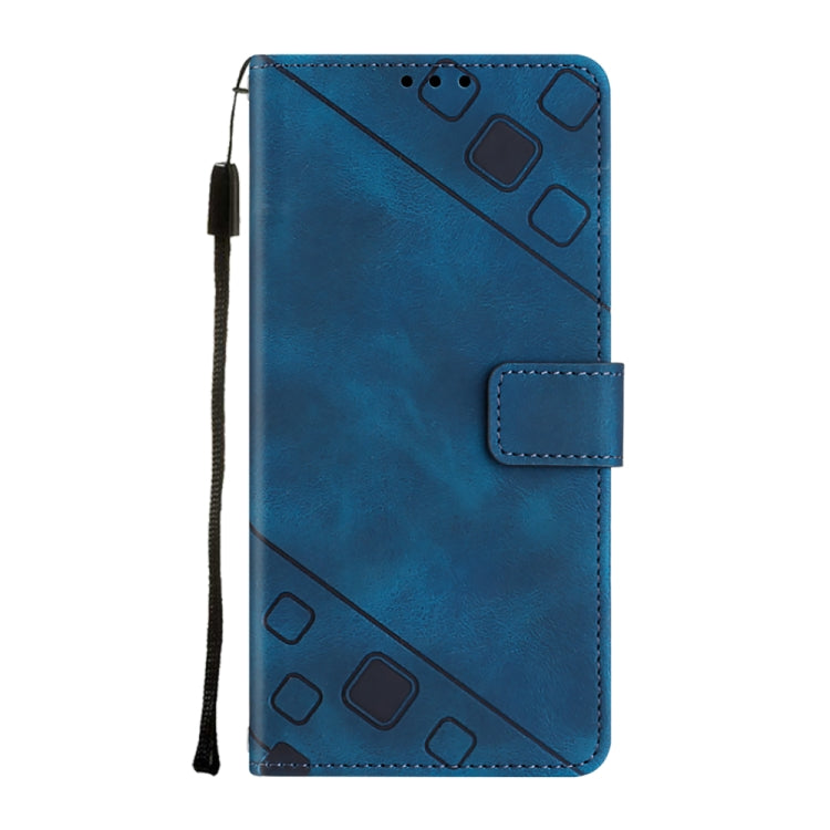 For Google Pixel 9 Pro XL Skin-feel Embossed Leather Phone Case(Blue) - Google Cases by buy2fix | Online Shopping UK | buy2fix