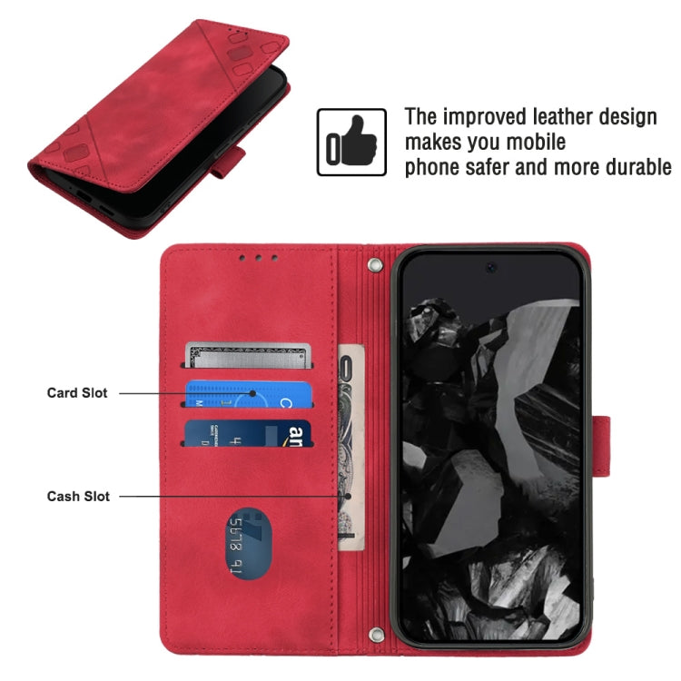 For Google Pixel 9 Pro XL Skin-feel Embossed Leather Phone Case(Red) - Google Cases by buy2fix | Online Shopping UK | buy2fix