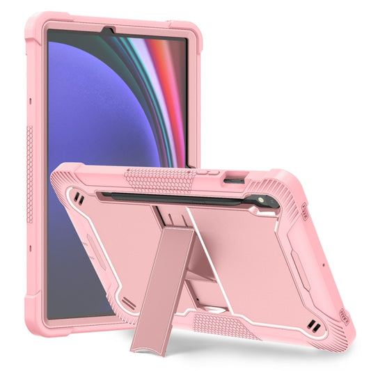 For Samsung Galaxy Tab S9 Shockproof Silicone Hybrid PC Tablet Case with Holder(Rose Gold) - Galaxy Tab S9 Cases by buy2fix | Online Shopping UK | buy2fix