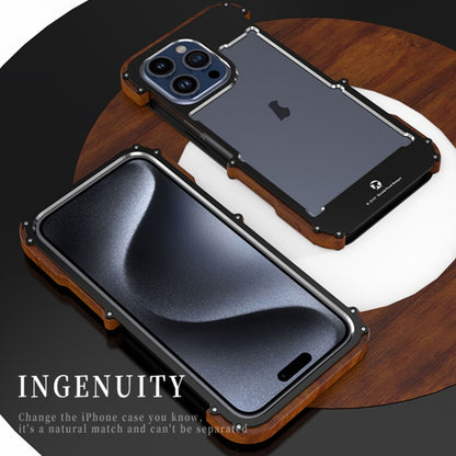 For iPhone 15 R-JUST Ironwood Generation Metal Hybrid Wood Phone Case - iPhone 15 Cases by R-JUST | Online Shopping UK | buy2fix