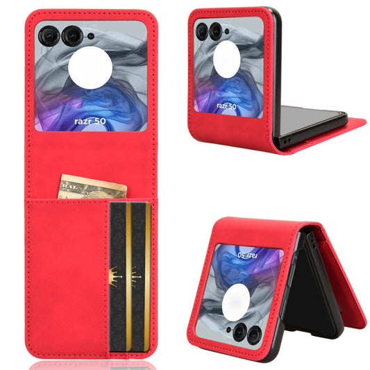 For Motorola Razr 50 Skin Feel Card Slot Leather Phone Case(Red) - Motorola Cases by buy2fix | Online Shopping UK | buy2fix