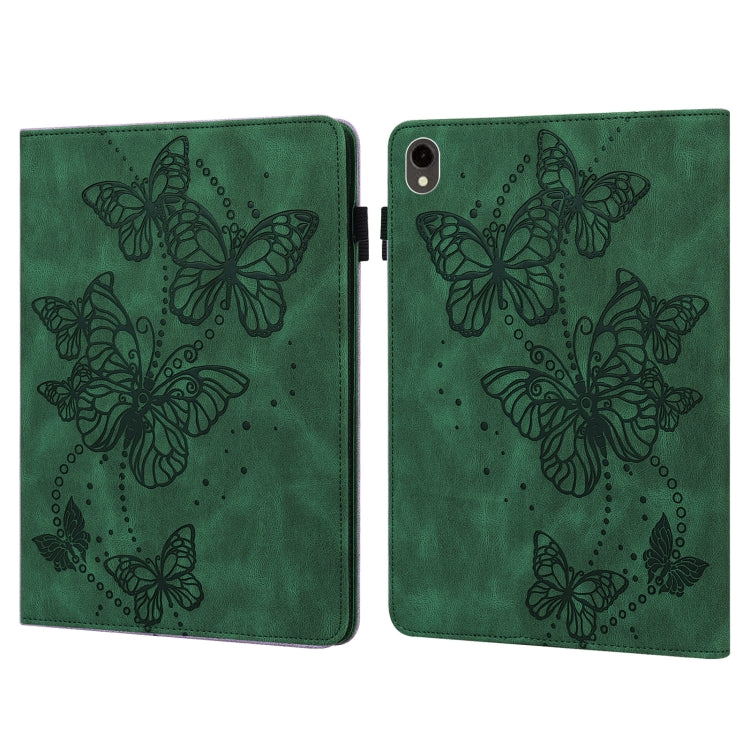 For Samsung Galaxy Tab S9 Embossed Butterfly Pattern Horizontal Flip Leather Tablet Case(Green) - Galaxy Tab S9 Cases by buy2fix | Online Shopping UK | buy2fix