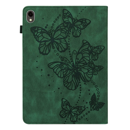 For Samsung Galaxy Tab S9 Embossed Butterfly Pattern Horizontal Flip Leather Tablet Case(Green) - Galaxy Tab S9 Cases by buy2fix | Online Shopping UK | buy2fix