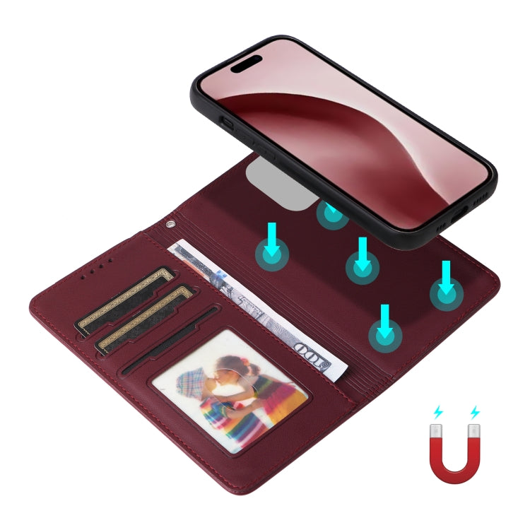 For iPhone 16 Pro BETOPNICE BN-005 2 in 1 Detachable Imitate Genuine Leather Phone Case(Wine Red) - iPhone 16 Pro Cases by BETOPNICE | Online Shopping UK | buy2fix