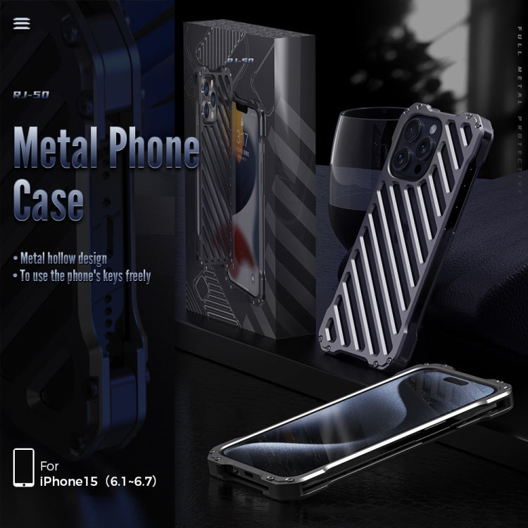 For iPhone 16 Pro Max R-JUST RJ-50 Hollow Breathable Armor Metal Phone Case(Space Grey) - iPhone 16 Pro Max Cases by R-JUST | Online Shopping UK | buy2fix