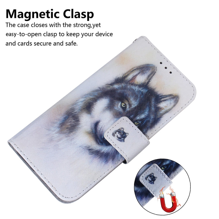 For Motorola Moto G Play 4G 2024 Coloured Drawing Flip Leather Phone Case(White Wolf) - Motorola Cases by buy2fix | Online Shopping UK | buy2fix