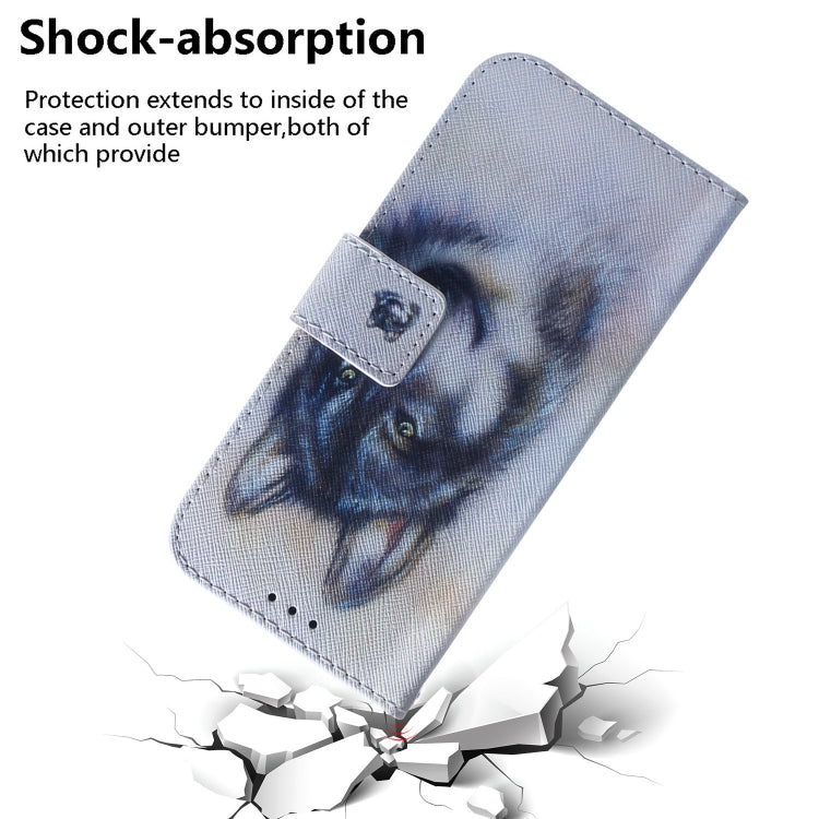 For Motorola Moto G Play 4G 2024 Coloured Drawing Flip Leather Phone Case(White Wolf) - Motorola Cases by buy2fix | Online Shopping UK | buy2fix