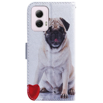 For Motorola Moto G Power 5G 2024 Coloured Drawing Flip Leather Phone Case(Pug) - Motorola Cases by buy2fix | Online Shopping UK | buy2fix