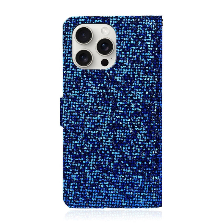 For iPhone 16 Pro Glitter Powder Filp Leather Phone Case(Blue) - iPhone 16 Pro Cases by buy2fix | Online Shopping UK | buy2fix