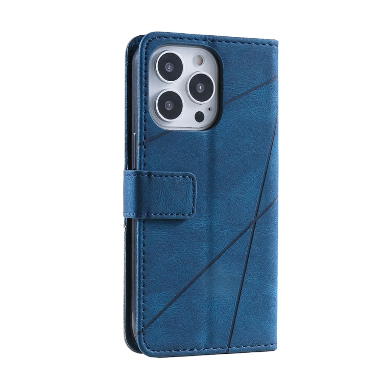 For iPhone 16 Pro Skin Feel Splicing Leather Phone Case(Blue) - iPhone 16 Pro Cases by buy2fix | Online Shopping UK | buy2fix