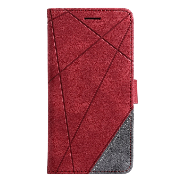 For iPhone 16 Skin Feel Splicing Leather Phone Case(Red) - iPhone 16 Cases by buy2fix | Online Shopping UK | buy2fix