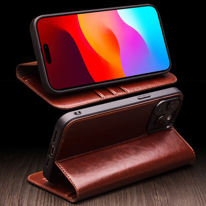 For iPhone 15 QIALINO Classic Genuine Leather Phone Case(Brown) - iPhone 15 Cases by QIALINO | Online Shopping UK | buy2fix