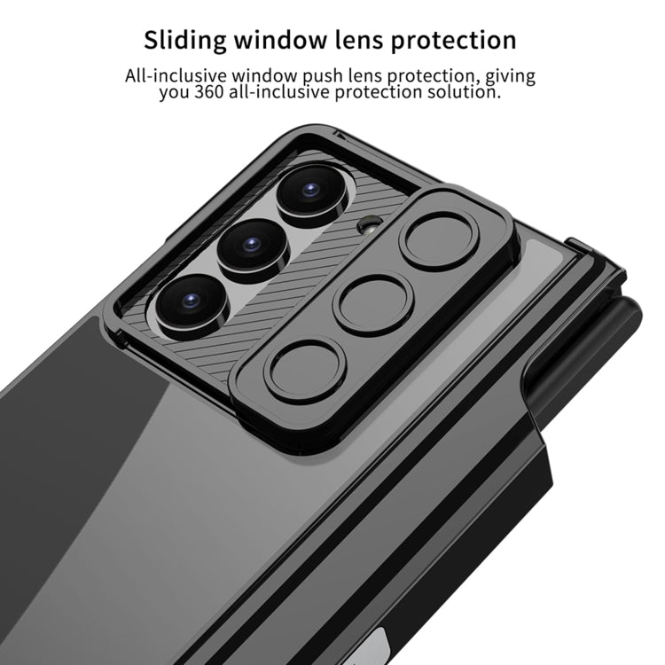 For Samsung Galaxy Z Fold5 5G GKK Integrated Push Lens Window Fold Hinge Phone Case with Pen Slots(Black) - Galaxy Z Fold5 Cases by GKK | Online Shopping UK | buy2fix