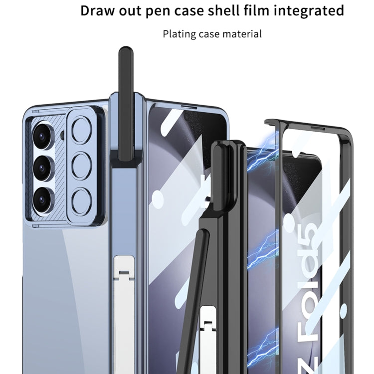 For Samsung Galaxy Z Fold5 5G GKK Integrated Push Lens Window Fold Hinge Phone Case with Pen Slots(Black) - Galaxy Z Fold5 Cases by GKK | Online Shopping UK | buy2fix