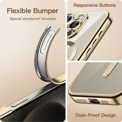 For iPhone 15 Pro Magsafe Magnetic Transparent Electroplated TPU Phone Case(Gold) - iPhone 15 Pro Cases by buy2fix | Online Shopping UK | buy2fix