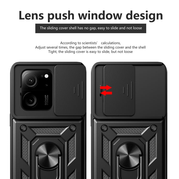 For Xiaomi 13T/13T Pro/Redmi K60 Ultra Sliding Camera Cover Design TPU Hybrid PC Phone Case(Gold) - Redmi K60 Ultra Cases by buy2fix | Online Shopping UK | buy2fix