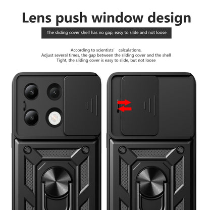 For Xiaomi Redmi Note 13 4G Global Sliding Camera Cover Design TPU Hybrid PC Phone Case(Black) - Note 13 Cases by buy2fix | Online Shopping UK | buy2fix