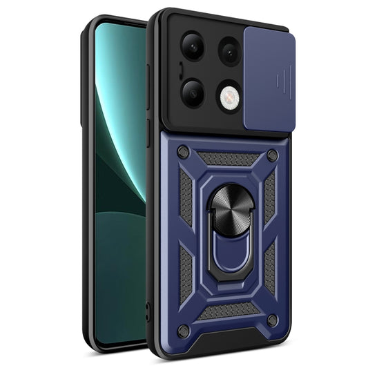 For Xiaomi Redmi Note 13 4G Global Sliding Camera Cover Design TPU Hybrid PC Phone Case(Blue) - Note 13 Cases by buy2fix | Online Shopping UK | buy2fix