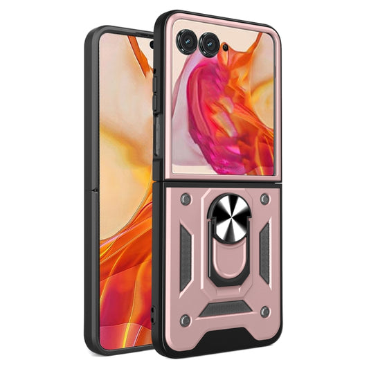 For Motorola Razr 50 Armor Ring Holder TPU Hybrid PC Phone Case(Rose Gold) - Motorola Cases by buy2fix | Online Shopping UK | buy2fix