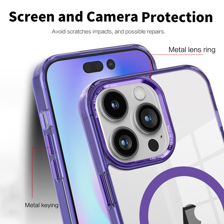 For iPhone 14 Ice Color Magnetic Series PC + Acrylic Magsafe Phone Case(Purple) - iPhone 14 Cases by buy2fix | Online Shopping UK | buy2fix