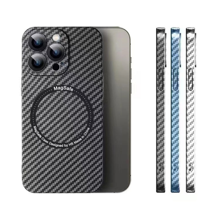 For iPhone 11 Pro Max MagSafe Magnetic PC Carbon Fiber Phone Case with Lens Film(Blue) - iPhone 11 Pro Max Cases by buy2fix | Online Shopping UK | buy2fix