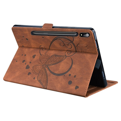 For Samsung Galaxy Tab S9 FE Love Butterfly Embossed Leather Tablet Case(Brown) - Other Galaxy Tab PC by buy2fix | Online Shopping UK | buy2fix