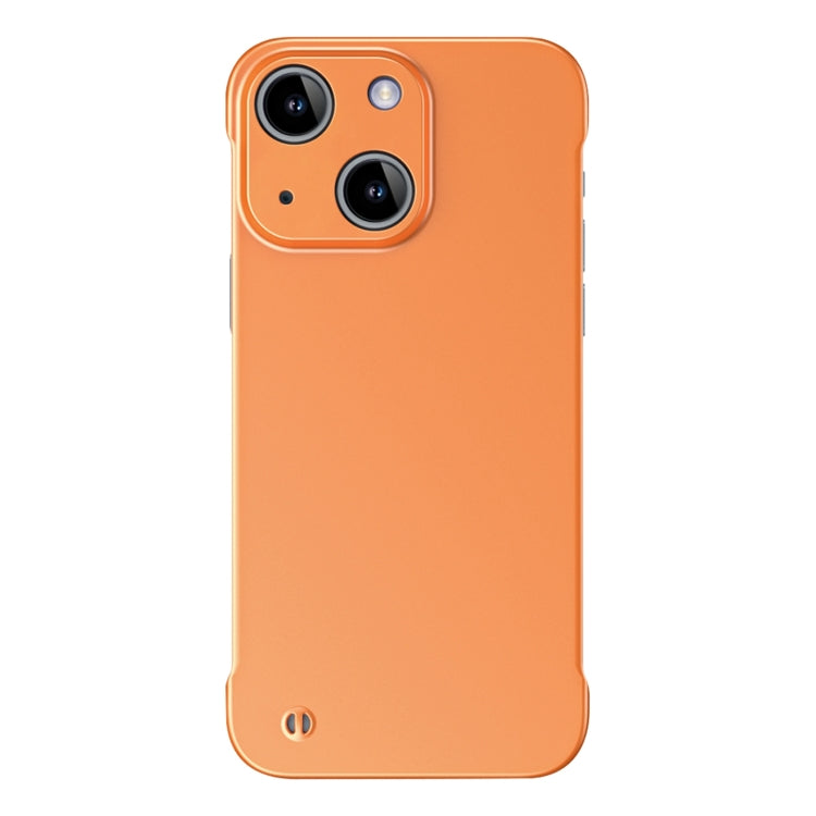 For iPhone 14 Frameless Metallic Paint Hybrid PC Phone Case(Orange) - iPhone 14 Cases by buy2fix | Online Shopping UK | buy2fix