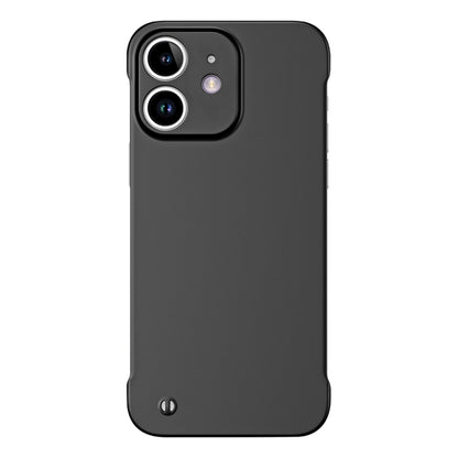 For iPhone 12 Frameless Metallic Paint Hybrid PC Phone Case(Matte Black) - iPhone 12 / 12 Pro Cases by buy2fix | Online Shopping UK | buy2fix