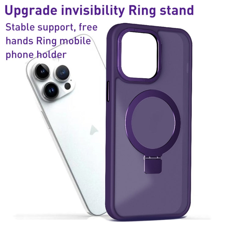 For iPhone 15 Pro Skin Feel MagSafe Magnetic Holder Phone Case(Purple) - iPhone 15 Pro Cases by buy2fix | Online Shopping UK | buy2fix