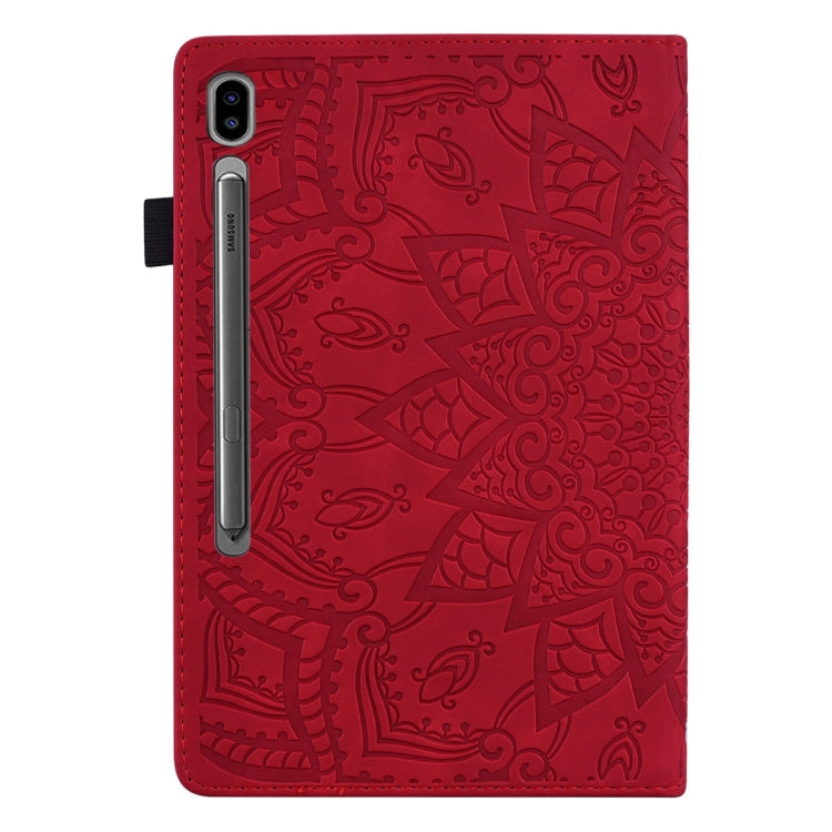 For Samsung Galaxy Tab S9 FE+ Calf Texture Embossed Leather Tablet Case(Red) - Galaxy Tab S9 FE+ by buy2fix | Online Shopping UK | buy2fix