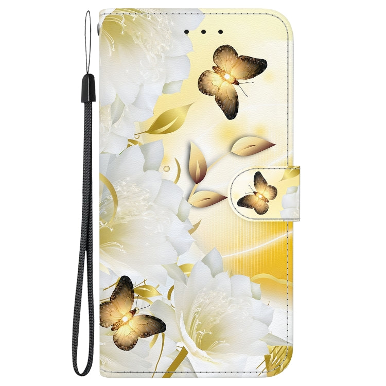 For Google Pixel 9 Pro Crystal Texture Colored Drawing Leather Phone Case(Gold Butterfly Epiphyllum) - Google Cases by buy2fix | Online Shopping UK | buy2fix