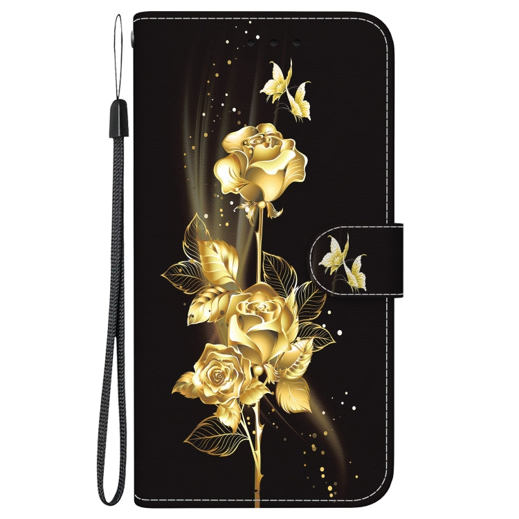 For Motorola Moto G Power 5G 2024 Crystal Texture Colored Drawing Leather Phone Case(Gold Butterfly Rose) - Motorola Cases by buy2fix | Online Shopping UK | buy2fix