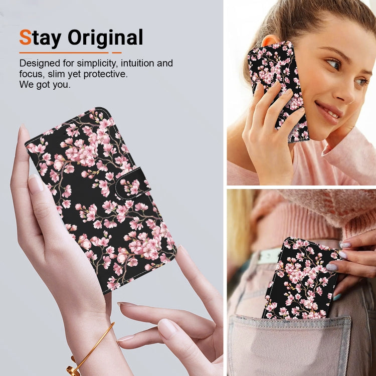 For Motorola Moto G Play 4G 2024 Crystal Texture Colored Drawing Leather Phone Case(Plum Bossom) - Motorola Cases by buy2fix | Online Shopping UK | buy2fix