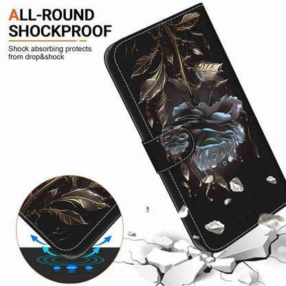 For Motorola Edge 2024 Crystal Texture Colored Drawing Leather Phone Case(Black Rose) - Motorola Cases by buy2fix | Online Shopping UK | buy2fix