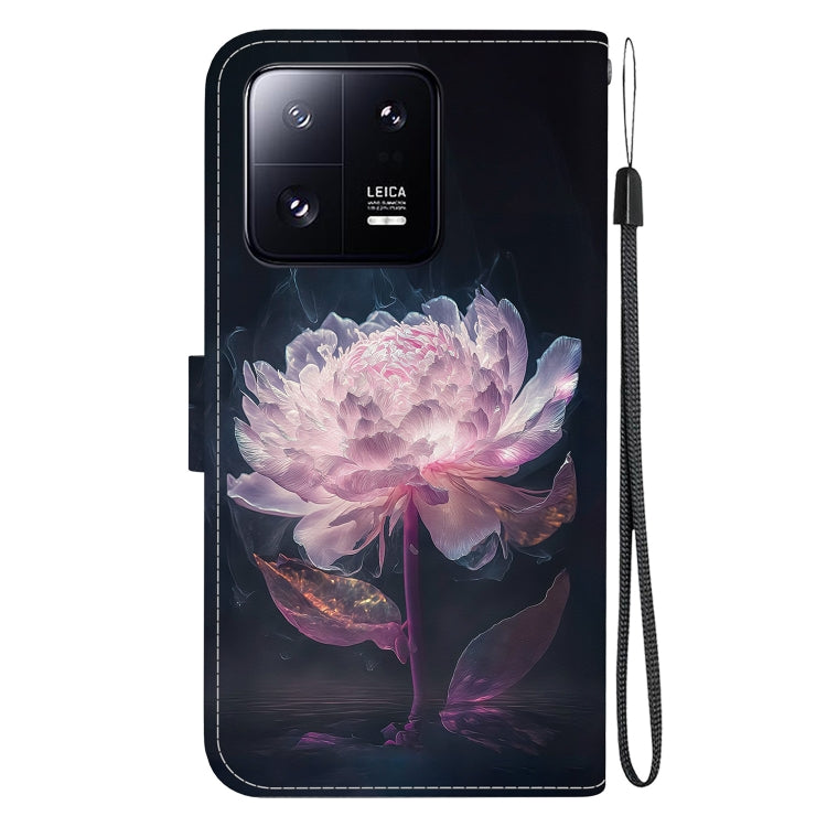 For Xiaomi 13 Pro 5G Crystal Texture Colored Drawing Leather Phone Case(Purple Peony) - 13 Pro Cases by buy2fix | Online Shopping UK | buy2fix