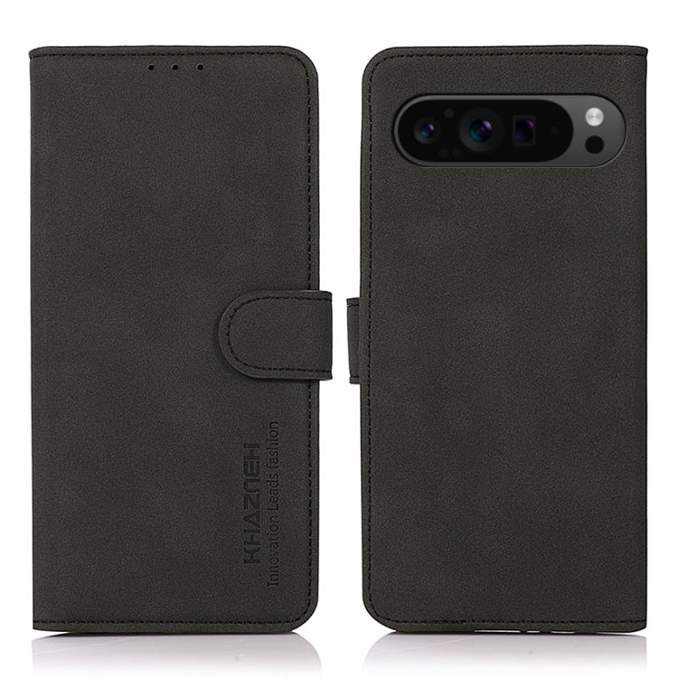 For Google Pixel 9 Pro KHAZNEH Matte Texture Leather Phone Case(Black) - Google Cases by buy2fix | Online Shopping UK | buy2fix